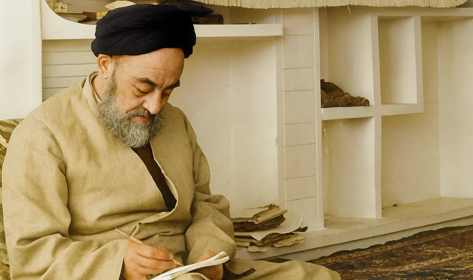 پرترهٔ علامه طباطبایی؛ جهاد فکری، پایگاه فکری، تهاجم فکری | کلیدواژهٔ جست‌وجو: Allameh Tabatabaei portrait «عالِم جامع؛ پیونددهندهٔ برهان و قرآن و عرفان، الهام‌بخش جهاد فکری در عصر تهاجم.»