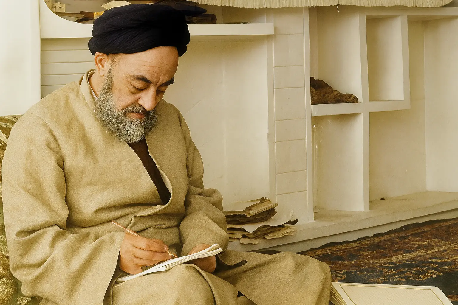 پرترهٔ علامه طباطبایی؛ جهاد فکری، پایگاه فکری، تهاجم فکری | کلیدواژهٔ جست‌وجو: Allameh Tabatabaei portrait «عالِم جامع؛ پیونددهندهٔ برهان و قرآن و عرفان، الهام‌بخش جهاد فکری در عصر تهاجم.»