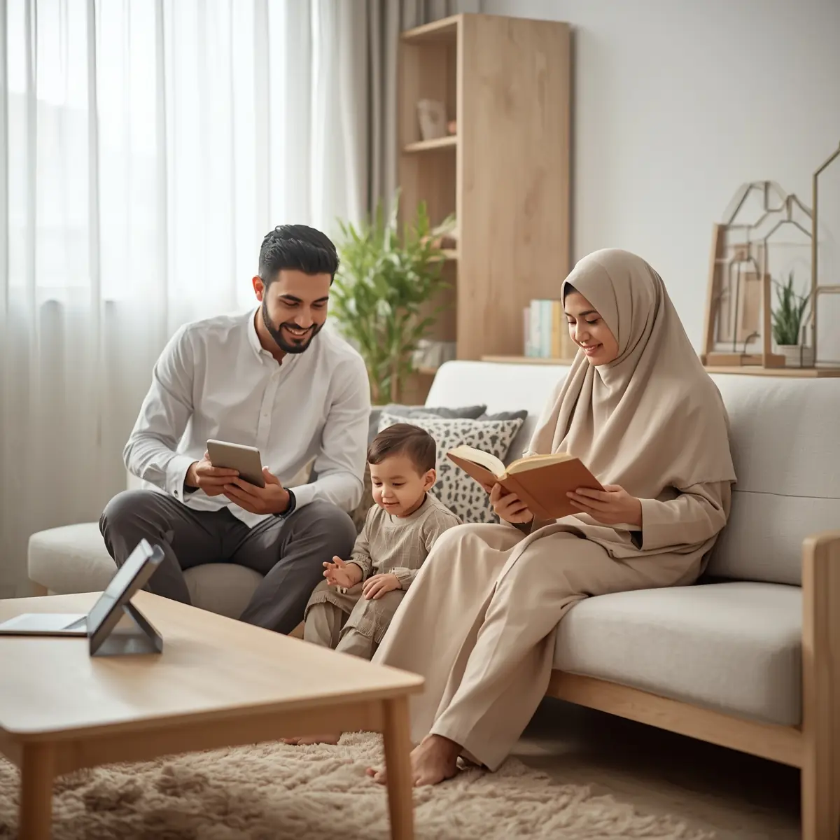 خانوادهای در تعامل واقعی بدون حضور موبایل تربیت فرزند، خانواده سالم، تعادل رسانهای، الگوی والدین